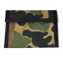 Vintage Nylon Wallet Green Camouflage Hook and Loop Billfold Bifold - $15.00