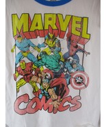 MARVEL COMICS T-SHIRT WOMEN&#39;S Medium White S/S spiderman Hulk Capt America - £8.17 GBP