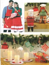 Xmas Decorations Aprons Oven Mitt Ornaments Santa Gingerbread Doll Sew Pattern - £9.43 GBP