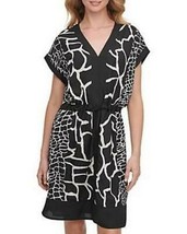 Dkny Printed V-Neck Dress, Size Large - $54.45