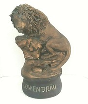 VINTAGE 1988 LOWENBRAU BEER  LION STATUE BAR ADVERTISING DISPLAY &amp; BOTTLE - £56.19 GBP