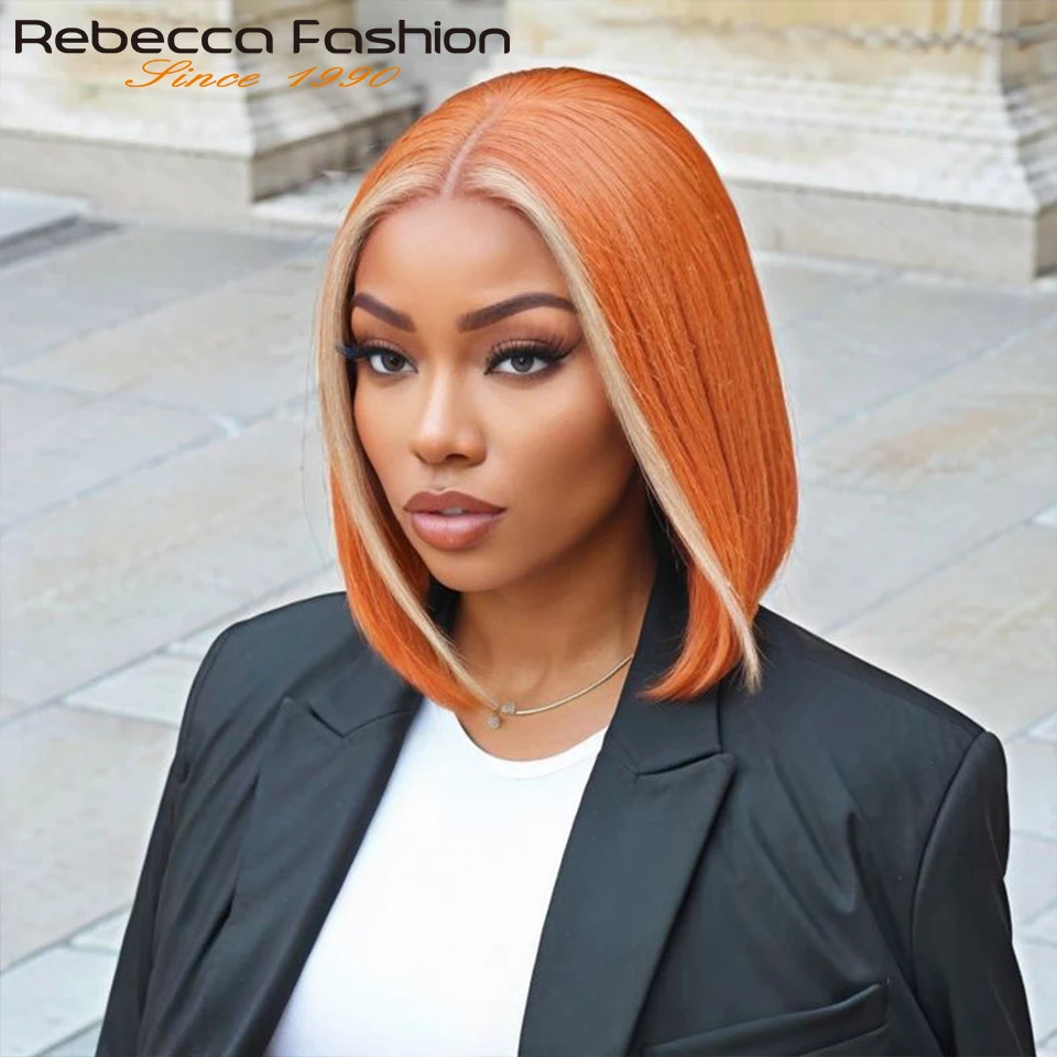 Ginger short bob lace front wigs 100 human hair wigs bob lace wigs for women blonde thumb200