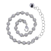 MiPave CZ 4MM Disco Ball Beaded Link Chain Hip Hop Men Jewelry Iced Out Bling Be - £64.41 GBP