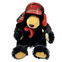 Wishpets 2006 Rusty the Black Bear Plush Stuffed Animal Hat Scarf 11&quot; - $9.29