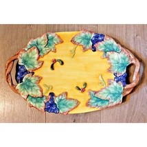 Fitz and Floyd Harvest Banquet Handled Serving Platter Tray Leaves Grapes - $20.35
