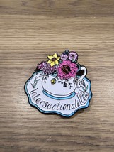 Intersectionali Mint Tea Flower pin Lapel Large Brooch Pink Yellow White Blue 2&quot; - £9.61 GBP