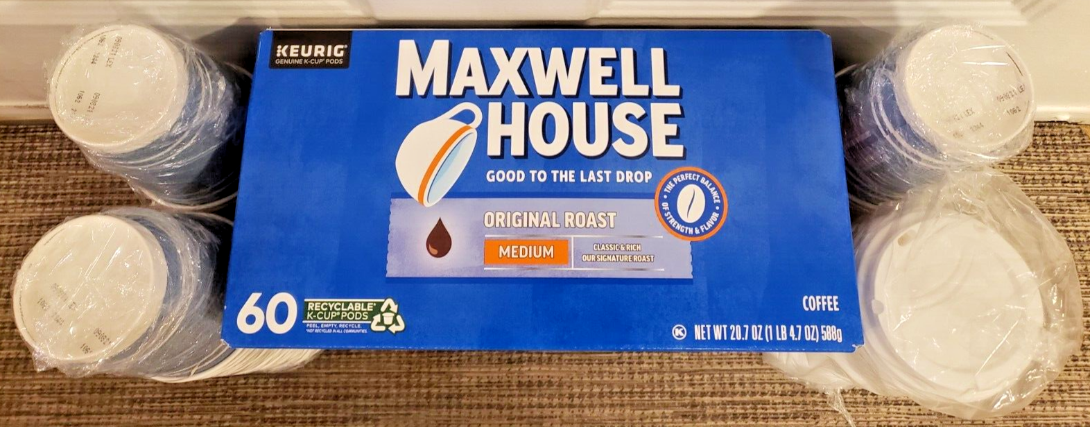 MAXWELL HOUSE K-CUP BUNDLE w/ COFFEE CUPS & LIDS - 60 SERV - OFFICE/EVENT BUNDLE - $54.99