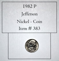 1982 P, Jefferson Nickel, # 383, Jefferson Nickels, rare nickels, vintag... - $18.15