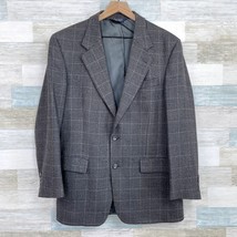 Jos A Bank Wool Tweed Sport Coat Gray Glen Check Plaid Mens 39R 39 Regular - $69.28