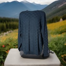 Vintage Crazy Horse Sweater Blue XL knit stitch With Pattern Pullover Blue VG - $18.69