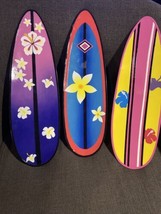 Surfboard Prop Hawaiian Beach Floral/Flower Wall Decor 18&quot;  Set Of 3 - $84.15