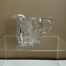 Vintage Floral Etched Glass CREAMER Pitcher Clear EAPG - $19.41