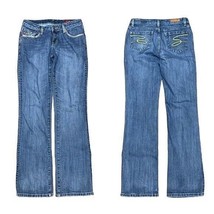 Seven7 Womens Bejeweled Pockets Flare Medium Wash Blue Jeans, Size 28 - $12.99