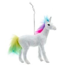 Furry Unicorn with Multi Color Mane and Tail Christmas Tree Ornament - $14.83