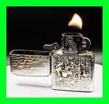Vintage Ornate Sterling Plated Sleeve 1958 Zippo Lighter Pat Pend 2517191 Workin - £155.05 GBP