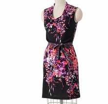 APT 9 Petite Sleeveless Black Floral Drapeneck Knit Dress PS - £23.59 GBP