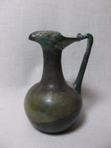 MINI Vtg Israel Glass Replica Pitcher byzantine jug Marked IM holy land Green - £39.46 GBP