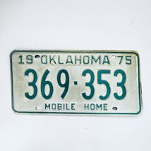 1975 United States Oklahoma Base Mobile Home License Plate 369-353 - £14.94 GBP