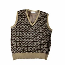 80s VTG Tricots St.Raphael Mens Sz M Cotton Sweater Vest Tan Maroon Gree... - $39.20