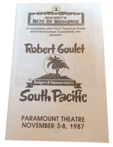 Vintage Playbill Paramount Theatre Seattle 1987 South Pacfic Robert Goulet - £11.64 GBP