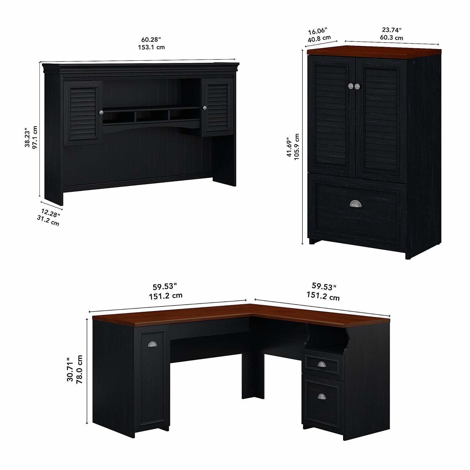 Bush Furniture Fairview L Shaped Desk with Hutch, Lateral File