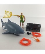 Animal Planet Action Figure Playset Chomping Shark Deep Sea Diver Net Toy  - £27.22 GBP
