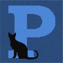 Pepita Needlepoint kit: Letter P Black Cat, 7&quot; x 7&quot; - £40.59 GBP+