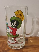 Vintage Marvin The Martian 1998 16 oz Heavy Glass Beer/Soda Stein Mug w/ Handle - £38.96 GBP