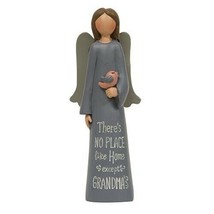 decorative resin figurine ANGEL w bird &quot;No Place Like Home Except Grandm... - $32.95