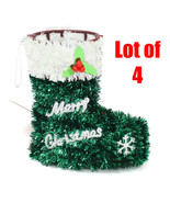 4 Lot | 5&quot; Tinsel Christmas Holiday Stocking Hangable Ornament Decoratio... - €12,82 EUR
