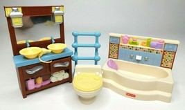 Fisher Price Loving Family Dollhouse Bathroom Set Vanity Tub Toilet Mattel 2008 - £15.16 GBP