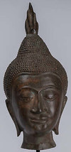 Buddha Head - Antique Thai Style Sukhothai Mounted Bronze Buddha Head - 39cm/16&quot; - £357.05 GBP