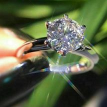 3CT Round Moissanite Diamond Solitaire Engagement Ring 1OK White Gold Pl... - £538.88 GBP