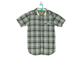 prAna Shirt Plaid Embroidered Large Logo Button Up Dress Green Gray Yell... - £19.35 GBP