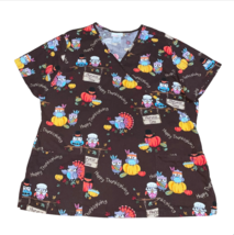 Thanksgiving Scrub Top Shirt Large Turkey Owl Gobble Pilgrim Pumpkin Nur... - $333.92 MXN