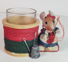 Yankee Candle Knitting Christmas Mouse Votive Candle Holder Collectible - £15.63 GBP