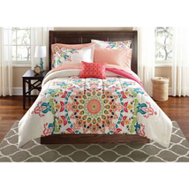 Coral Medallion 8 Piece Bed in a Bag Comforter Set with Sheets, Full - £38.76 GBP