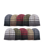 12 Pack Of Winter Warm Knit Cap Ski Skull Cuff Stripe Short Beanie Hats - $745.96 MXN