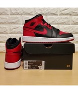 Nike Air Jordan 1 Mid GS Banned Size 6.5Y / Womens Size 8 Black Red 5547... - $169.98