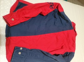 Wrangler Boys Shirt Size Large 10/12 Red Blue Embroidery Colorblock - £9.34 GBP