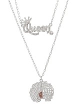 2 Pcs Clear Rhinestone Crown Queen &amp; Afro Woman Pendant Silver Chain Necklaces - £30.55 GBP