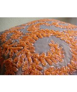 Orange Art Silk 16&quot;x16&quot; Beaded Garden Rail Pillows Cover, Orange Whirlwind - $42.86+