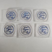 Las Vegas Coasters Set of 6 Plastic Blue Graphics and Clear - £9.75 GBP