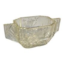 Vintage Pressed Glass Candy Dish with Floral Etch &amp; Fan Handles | Art De... - $26.00
