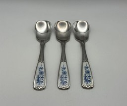 Set of 3 BLUE DANUBE Stainless Steel with China Insert Ice Cream Spoons - £70.28 GBP