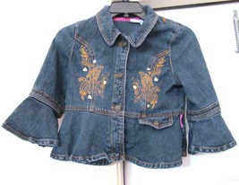 Disney Cheetah Girls Kid&#39;s Jean Jacket Coat Embroidery Embellished Peplum L - £19.14 GBP