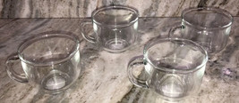 Oversized 18oz Clear Glass Coffee Tea Beverage Soup Mugs Cups-Set of 4-BRAND NEW - £38.83 GBP