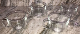 Oversized 18oz Clear Glass Coffee Tea Beverage Soup Mugs Cups-Set of 4-BRAND NEW - £39.01 GBP