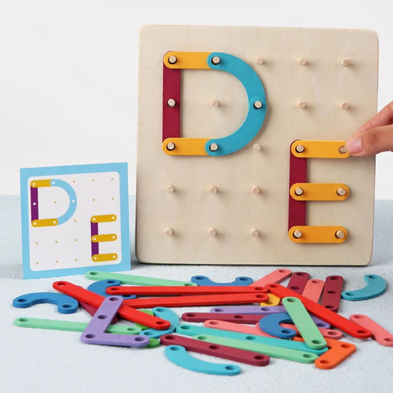 Play Montessori Baby A Toy Graphics Geometric Pegboard Puzzle with Cards Childho - £38.28 GBP