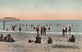 Palm Beach Florida~Bathing BEACH-1910s Postcard - £10.69 GBP